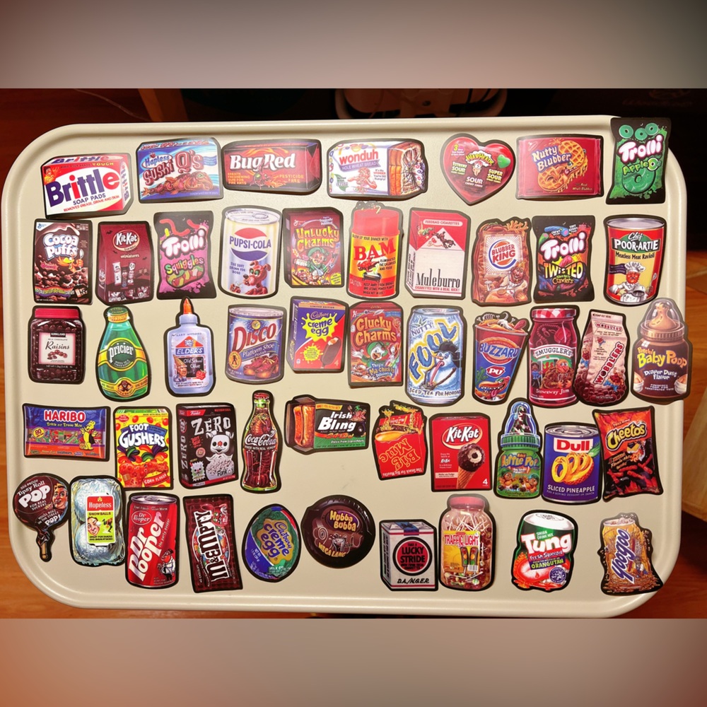 48pcs Snack Food Stickers Brand Spoof Sticker Pack Vinyl Funny Humor Decal